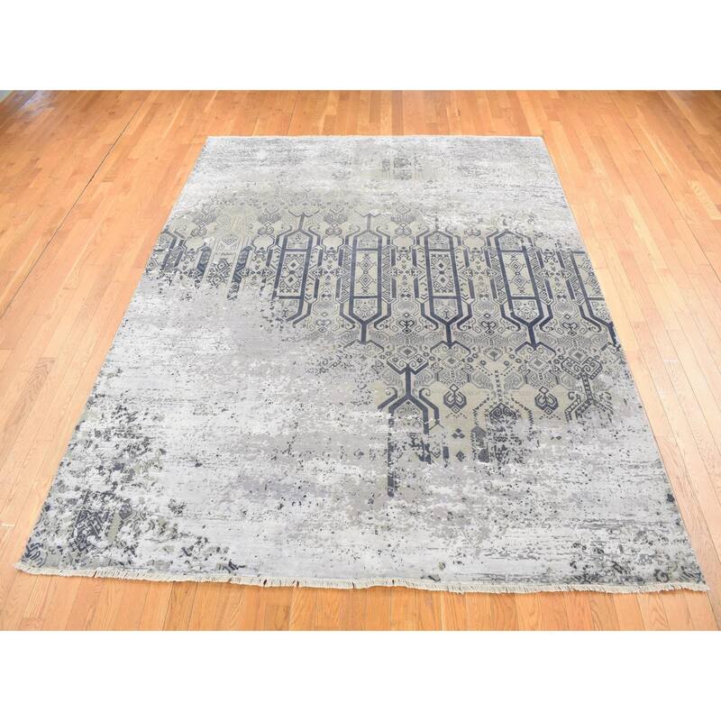 Shahbanu Rugs Agreeable Gray Dense Weave Broken and Erased Geometric